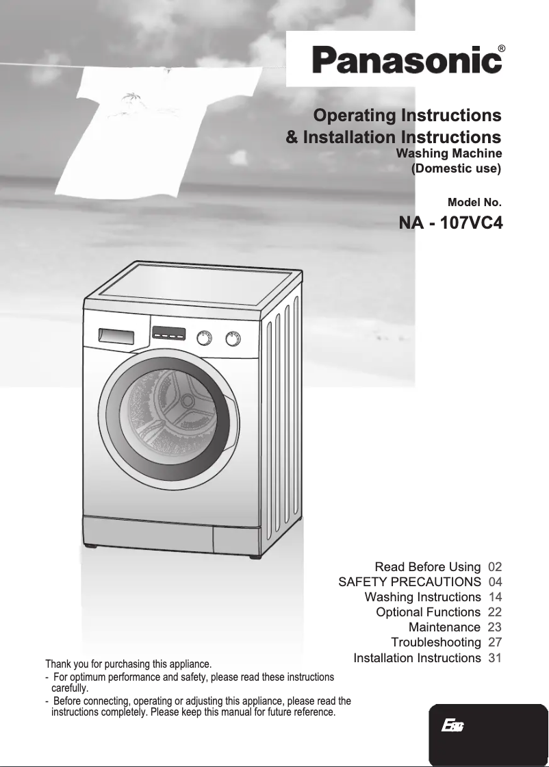 Page 1 de la notice Manuel utilisateur Panasonic NA-107VC4WAE