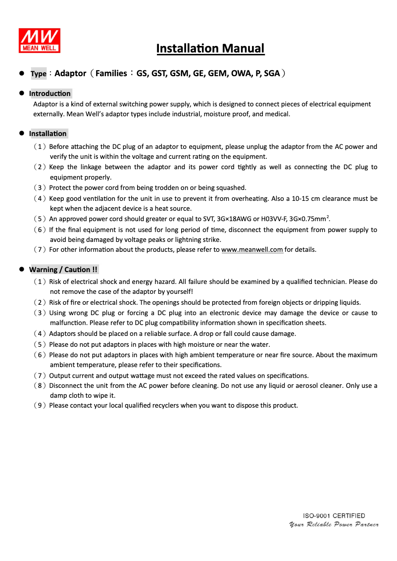 Page 1 de la notice Mode d'emploi Mean Well GST25B15-P1J