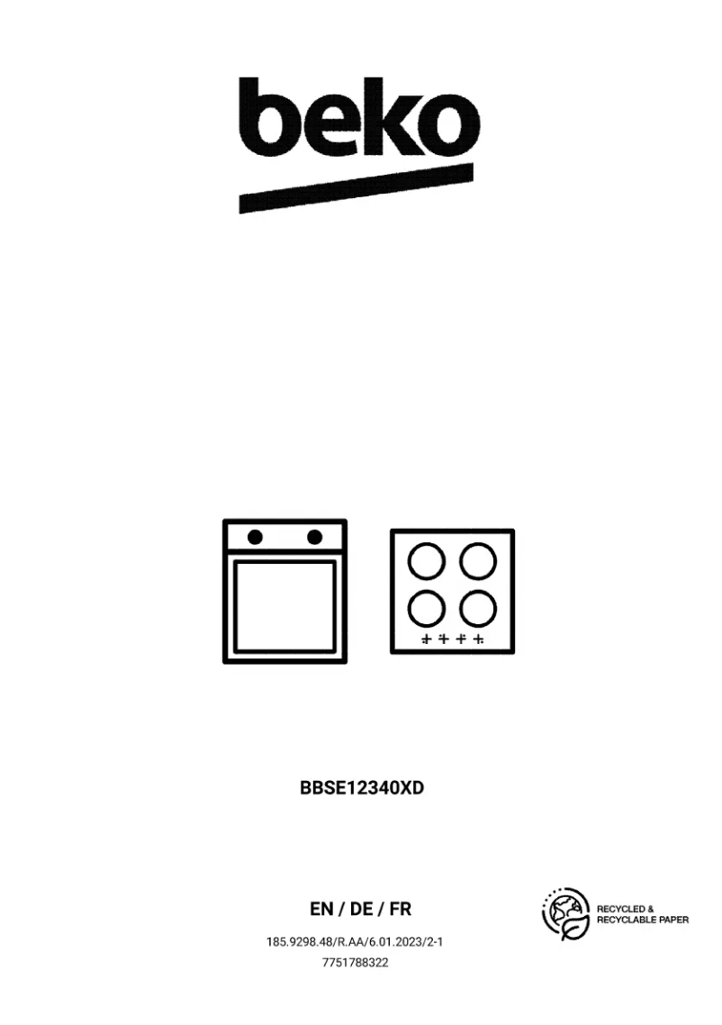 Page 1 de la notice Manuel utilisateur Beko BBSE12340XD