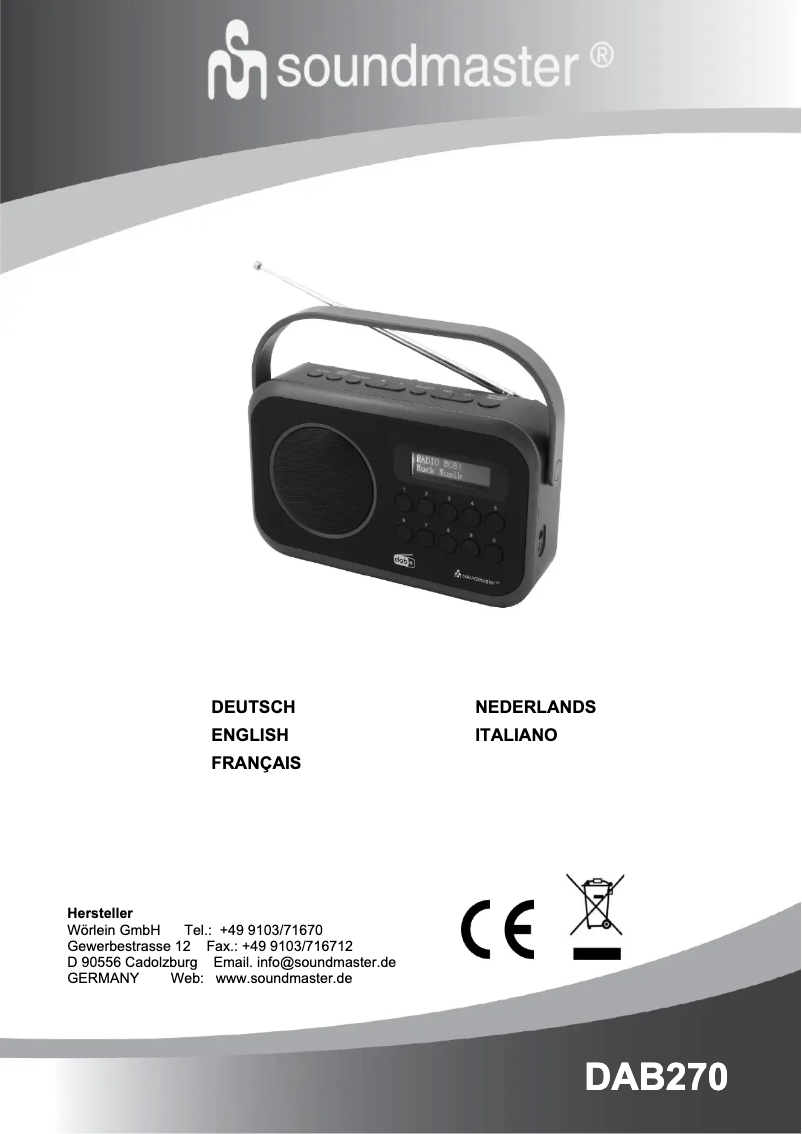 Page n°1 - Manuel utilisateur Soundmaster DAB270