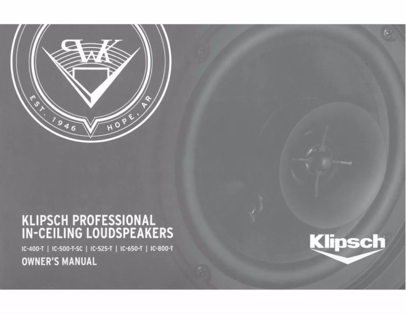 Page n°1 - Manuel utilisateur Klipsch IC-650-T