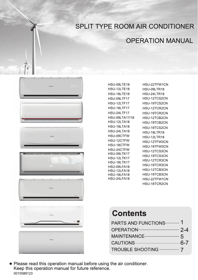 Page 1 de la notice Manuel utilisateur Haier HSU-18LTA18