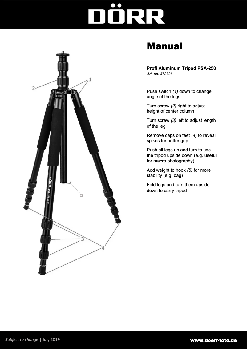 Página 1 del manual Manual de usuario Dörr PSA-250 Profi