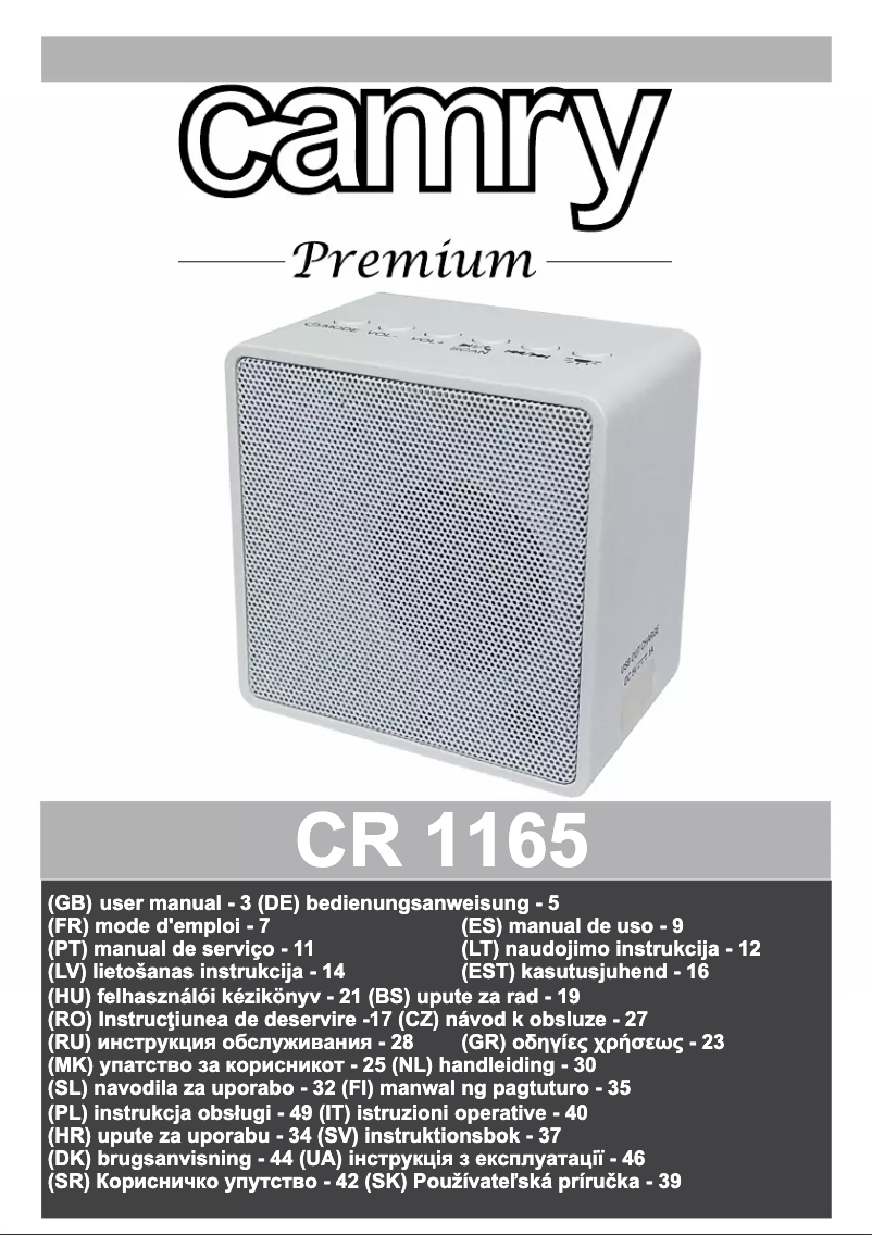 Image de la première page du manuel de l'appareil CR 1165