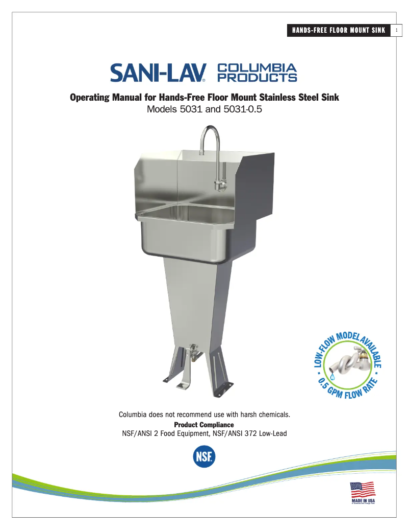 Page 1 de la notice Manuel utilisateur Sani-Lav 5031