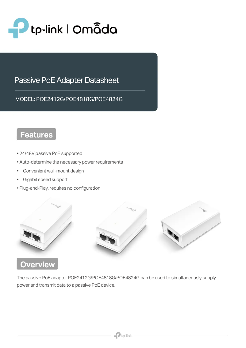 Image de la première page du manuel de l'appareil TL-POE4818G