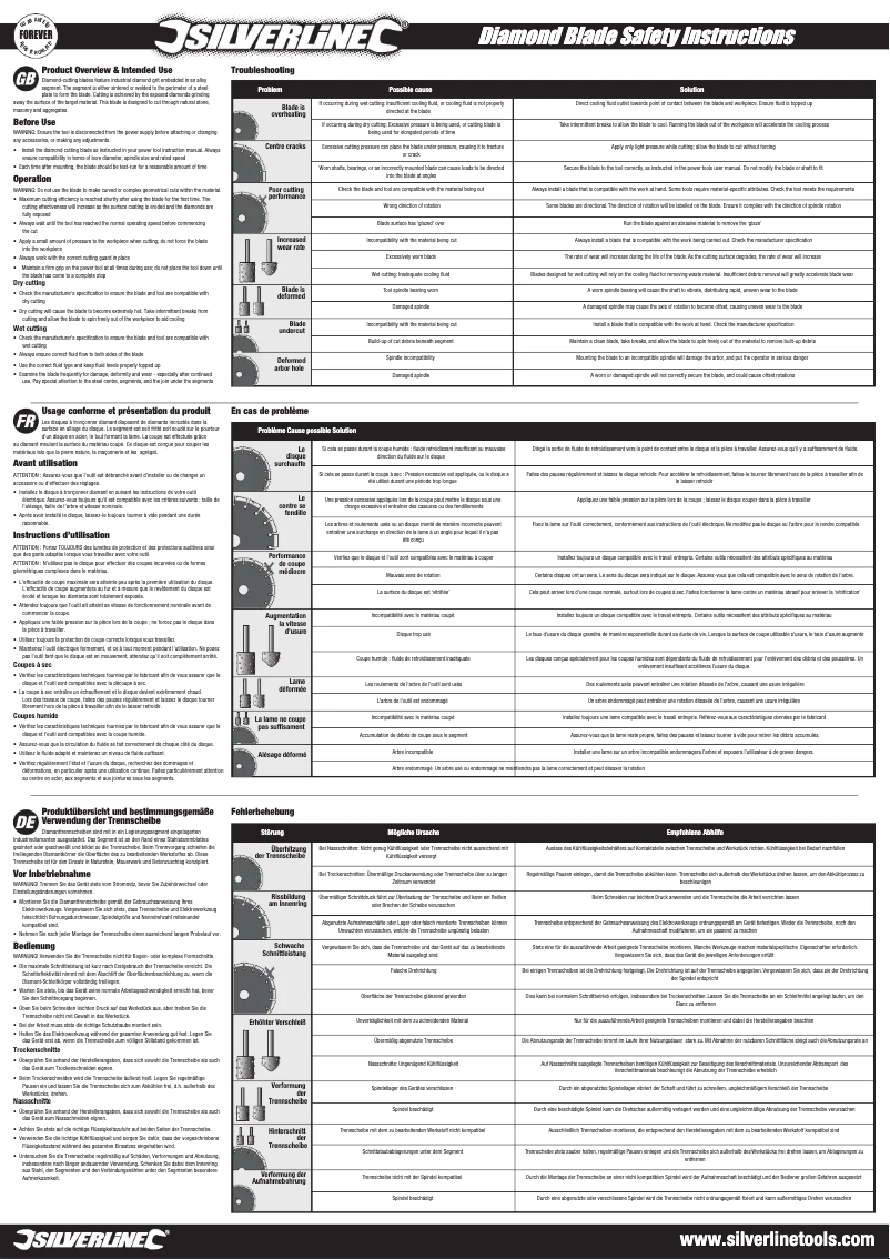 Page 1 de la notice Manuel utilisateur Silverline 918528