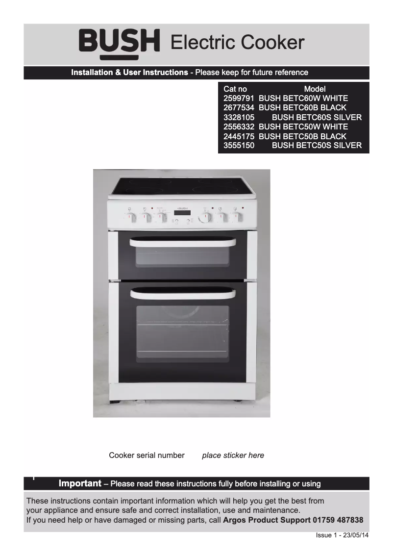 Page 1 de la notice Manuel utilisateur Bush BETC50S