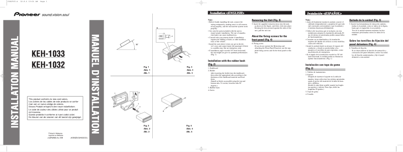 Page 1 de la notice Manuel utilisateur Pioneer KEH-1033