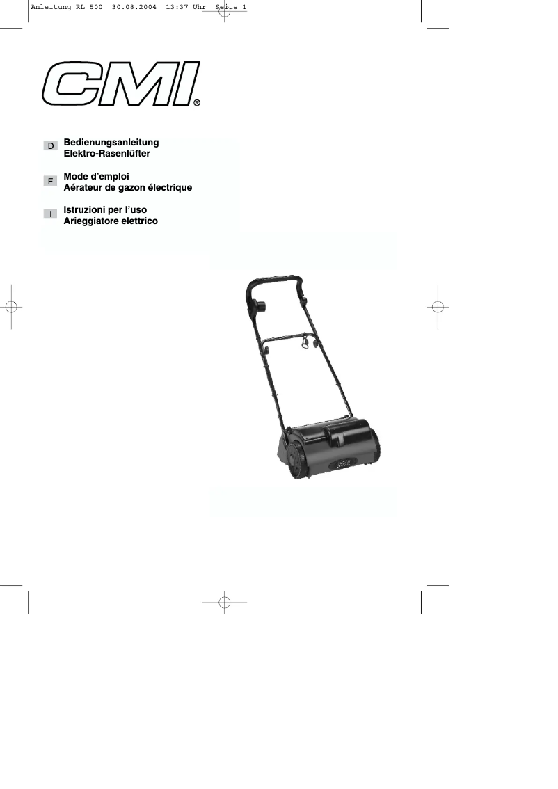 Page n°1 - Manuel utilisateur CMI RL 500