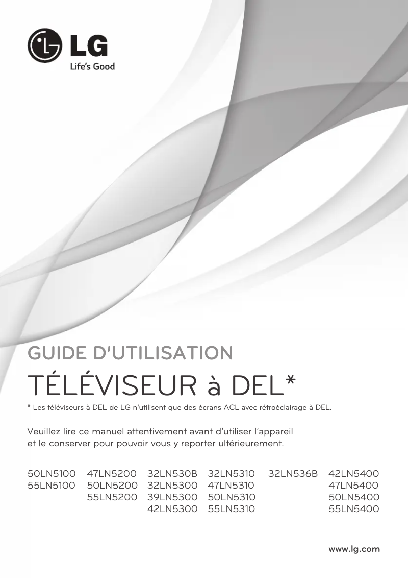 Page 1 de la notice Manuel utilisateur LG 55LN5310