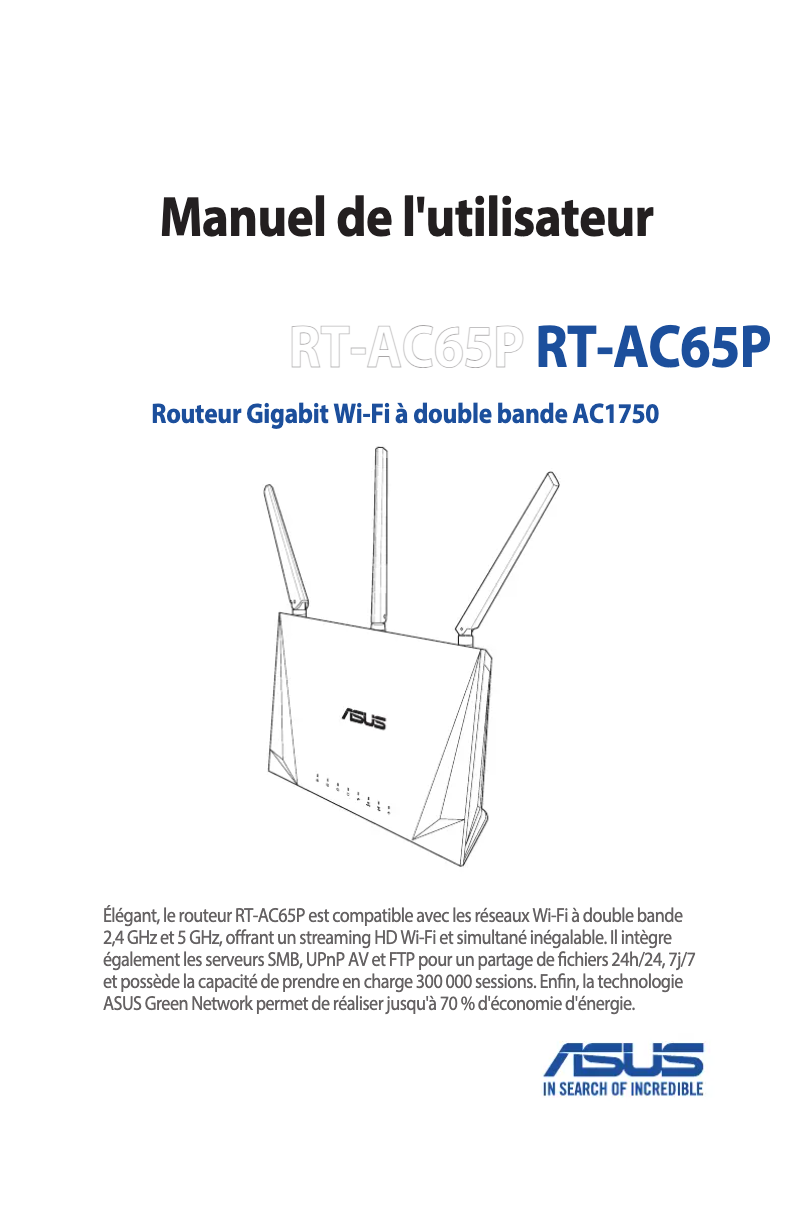 Page 1 de la notice Manuel utilisateur Asus RT-AC65P