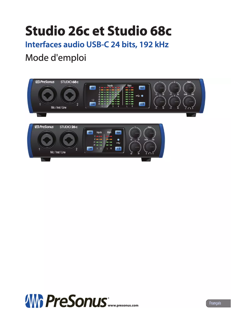 Page n°1 - Manuel utilisateur PreSonus Studio 26c