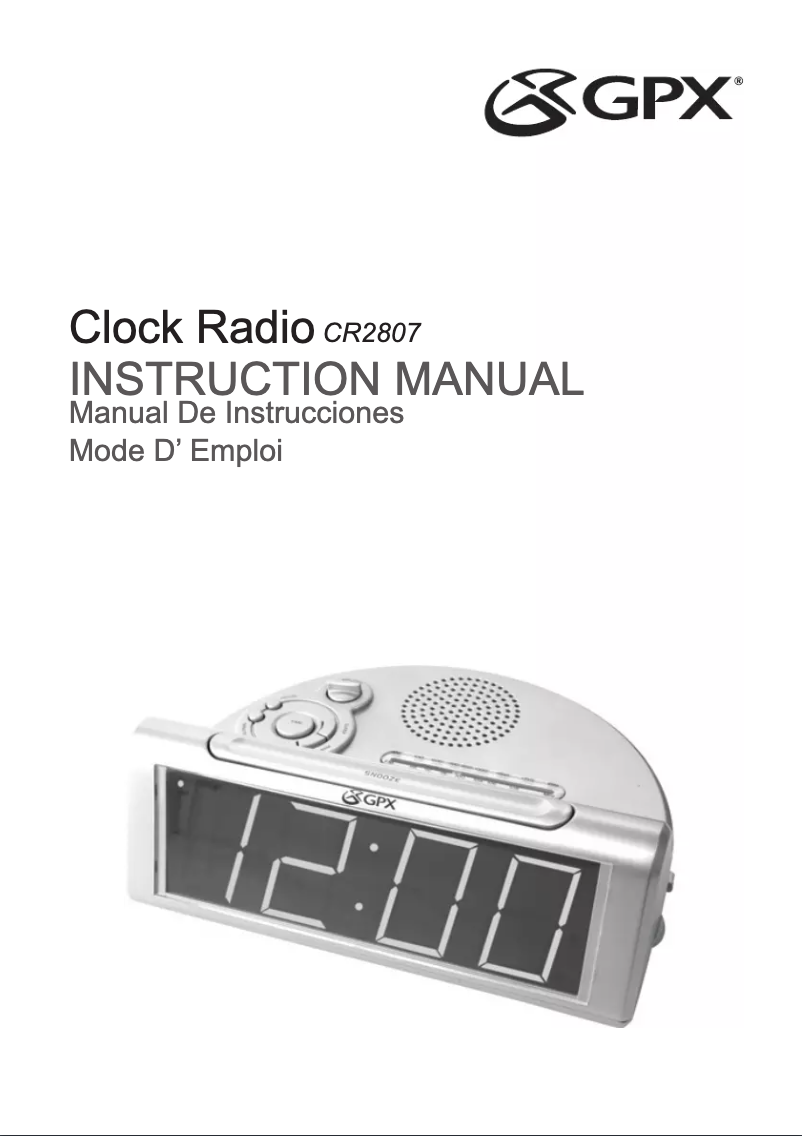 Page 1 de la notice Manuel utilisateur GPX CR2807