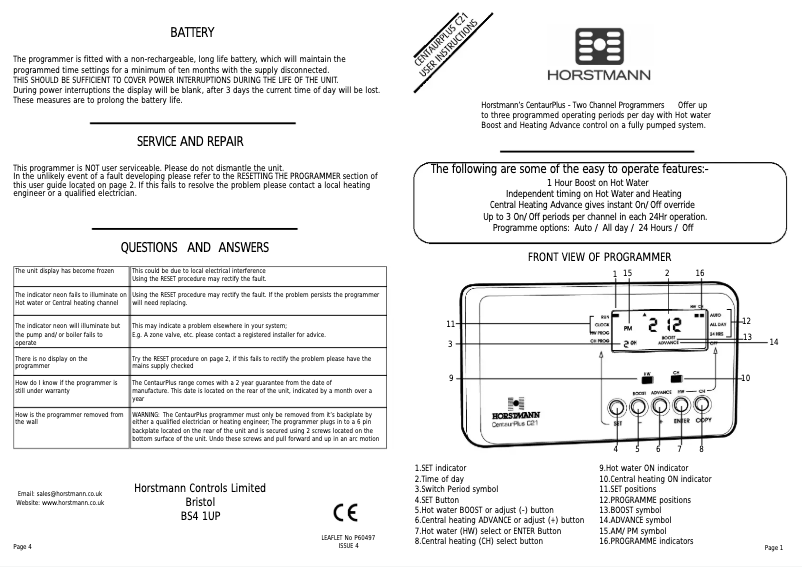 Image de la première page du manuel de l'appareil CentaurPlus C21