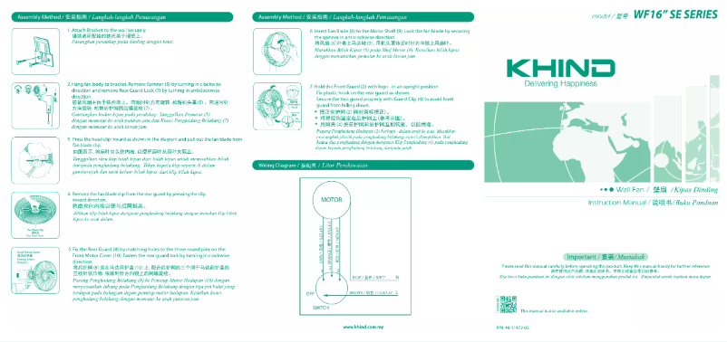 Page 1 of the manual User Manual Khind WF1602SE