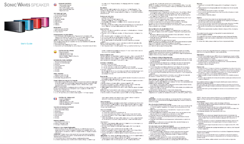 Page 1 de la notice Manuel utilisateur i.Sound Sonic Waves