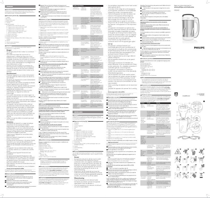 Page 1 de la notice Manuel utilisateur Philips Viva Collection HR2200