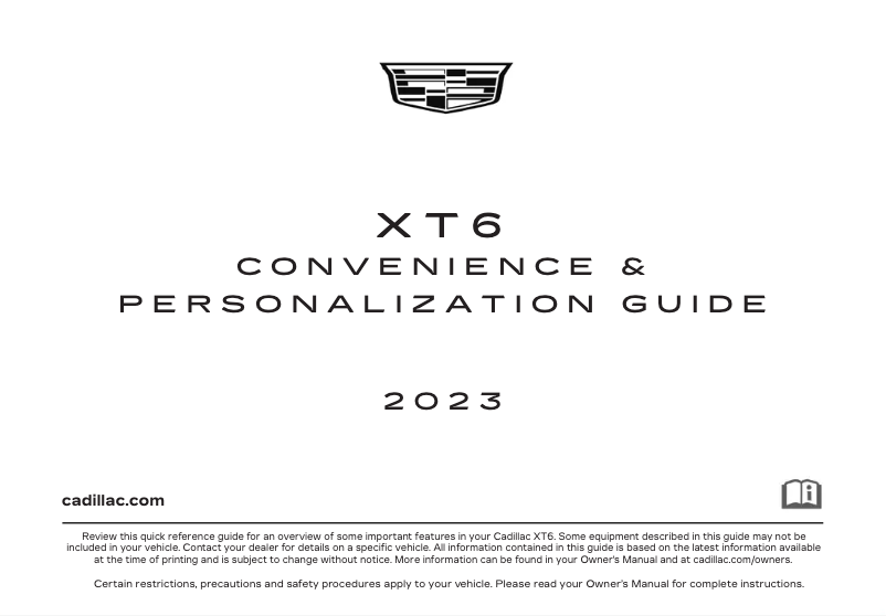 Page 1 of the manual Quick Start Guide Cadillac XT6 (2023)