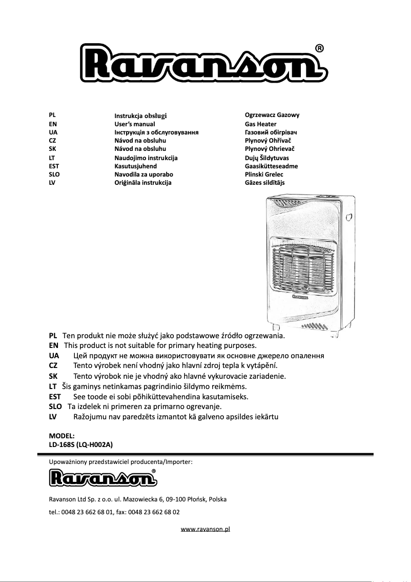 Page n°1 - Manuel utilisateur Ravanson LD-168S