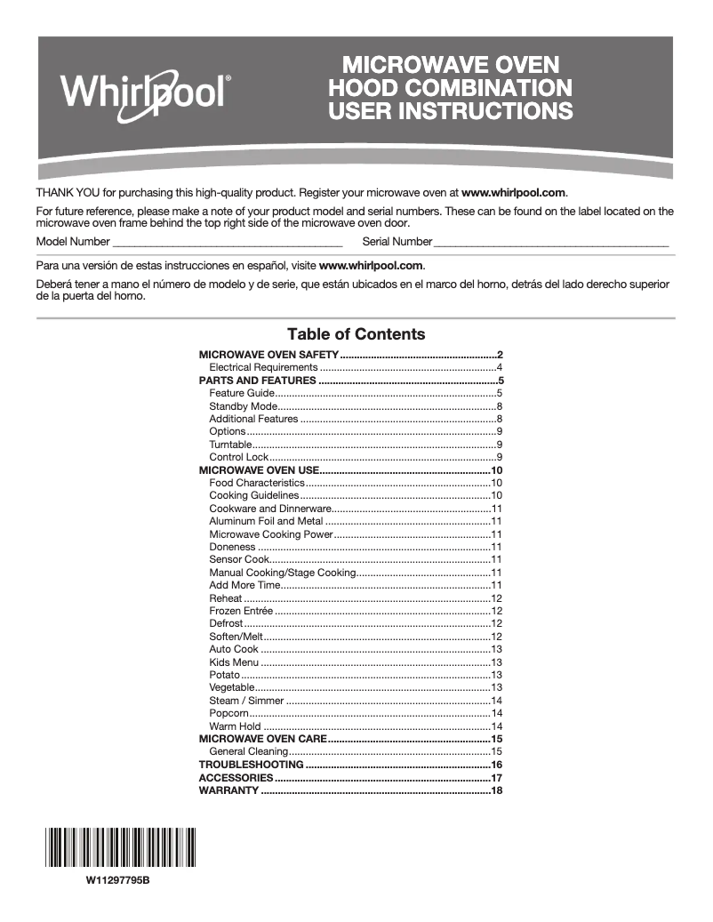 Image de la première page du manuel de l'appareil WMH54521JV