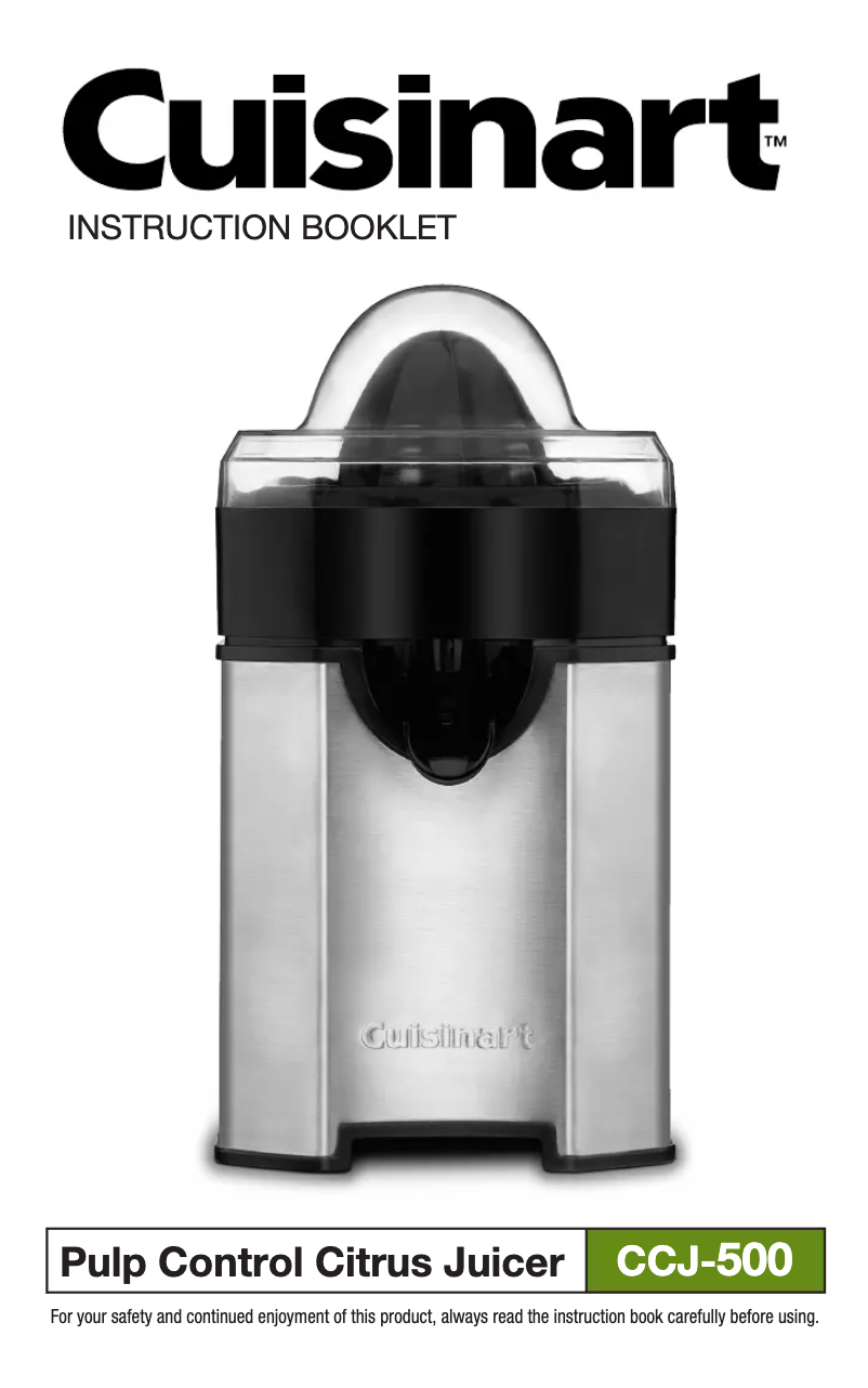 Page 1 de la notice Manuel utilisateur Cuisinart Pulp Control CCJ-500