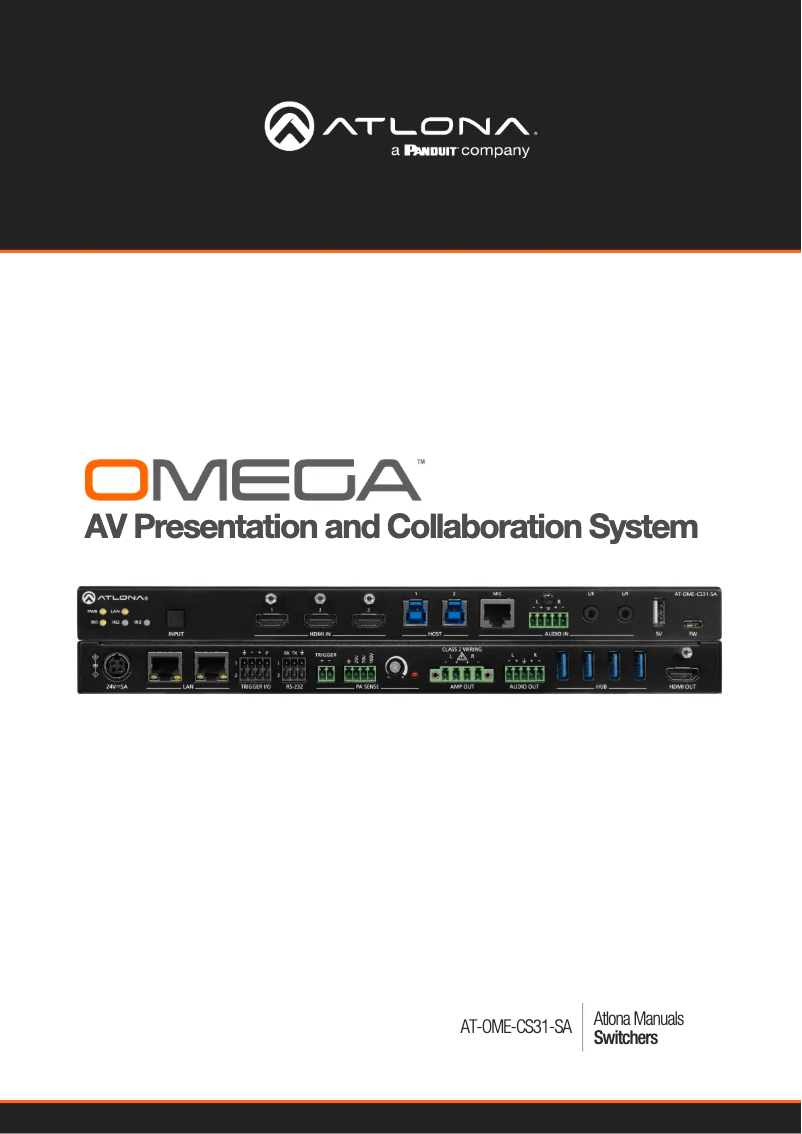Page 1 de la notice Manuel utilisateur Atlona AT-OME-CS31-SA