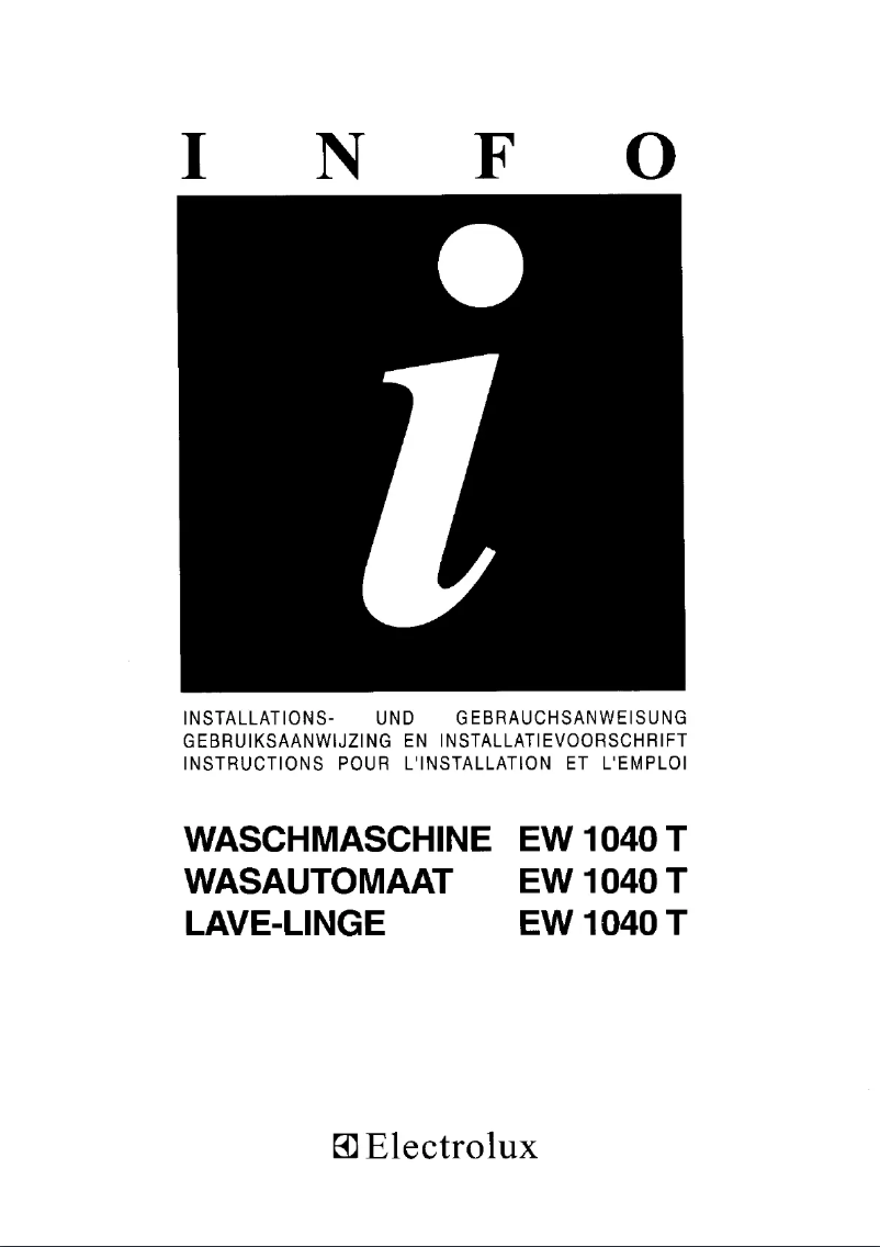 Page 1 de la notice Manuel utilisateur Electrolux EW 1040T