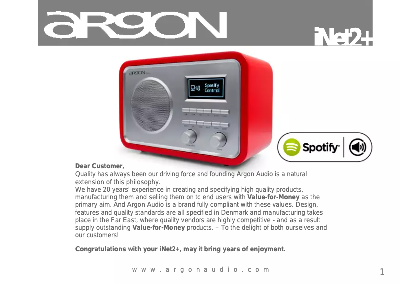 Página 1 del manual Manual de usuario Argon INet2+