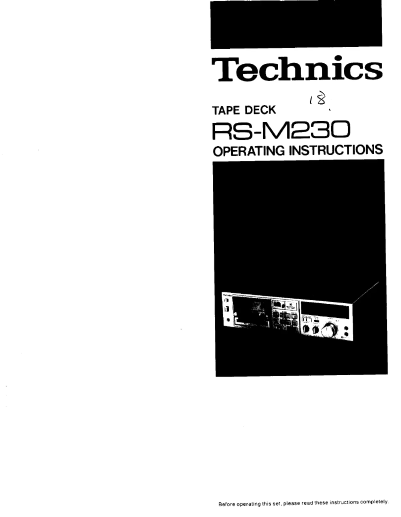 Page 1 de la notice Manuel utilisateur Technics RS-M230