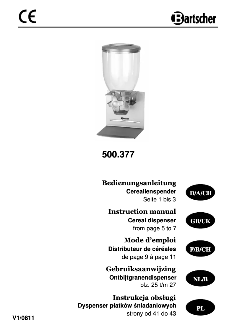 Page n°1 - Manuel utilisateur Bartscher 500377