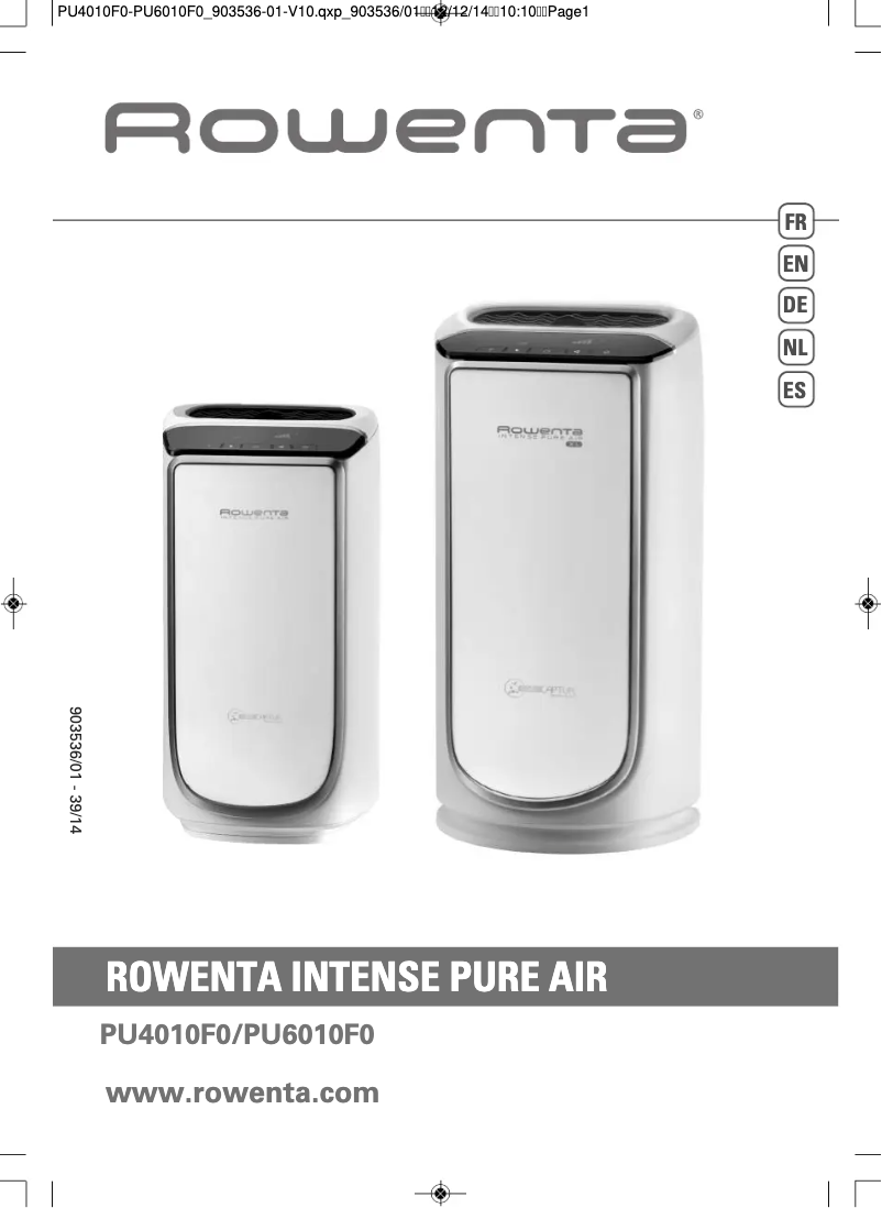 Page 1 de la notice Manuel utilisateur Rowenta Intense Pure Air PU4010F0