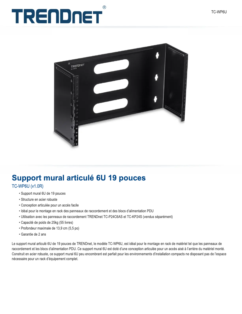 Page 1 of the manual Technical Sheet TRENDnet TC-WP6U