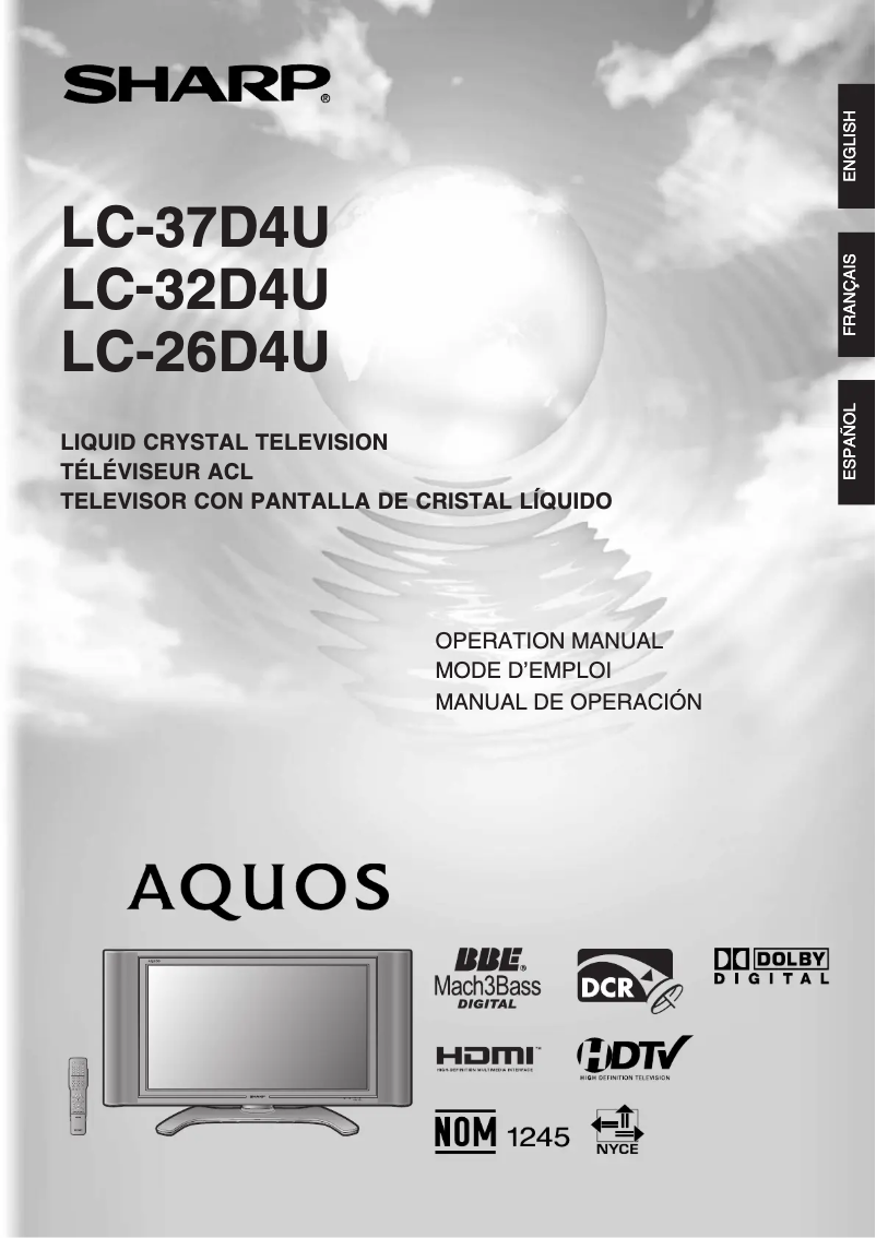 Page n°1 - Manuel utilisateur Sharp LC-26D4U