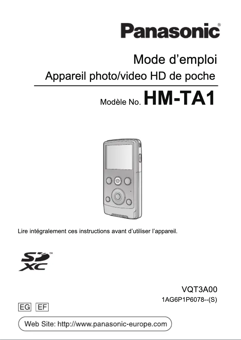 Page 1 de la notice Manuel utilisateur Panasonic HM-TA1