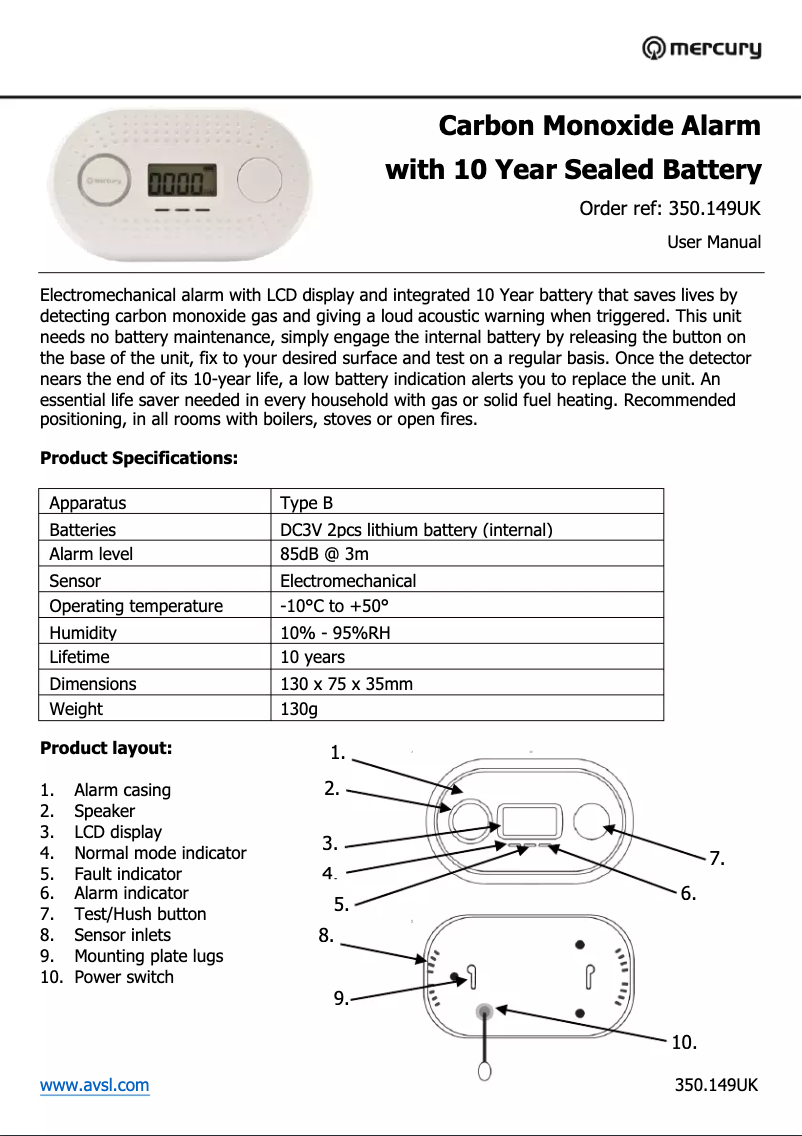 Page 1 de la notice Manuel utilisateur Mercury COD-831
