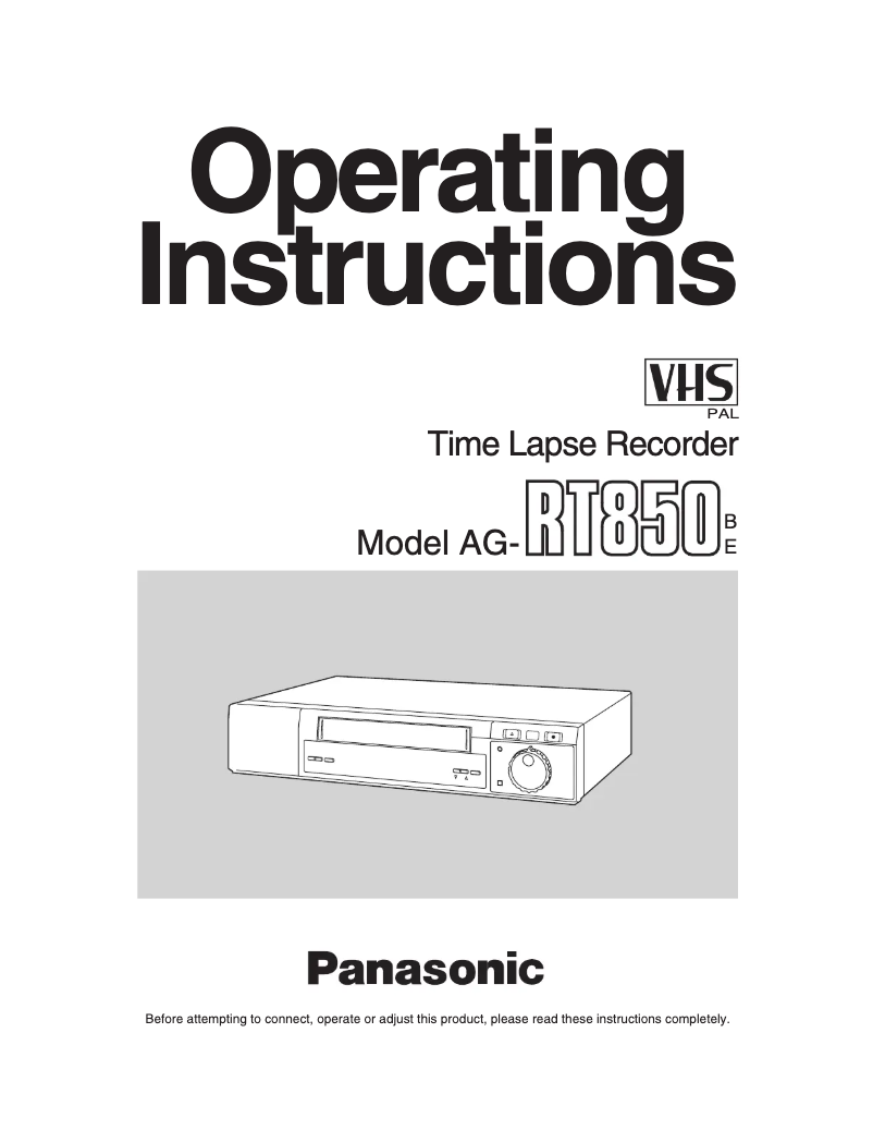 Page 1 de la notice Manuel utilisateur Panasonic AG-RT850