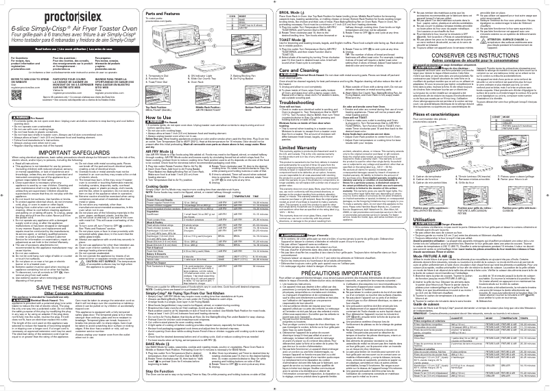 Page 1 de la notice Manuel utilisateur Proctor Silex 31275