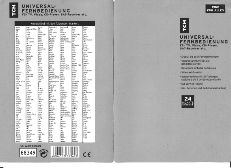 Page n°1 - Manuel utilisateur TCM 68349