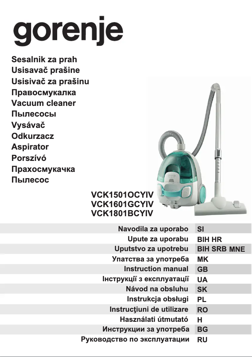 Page n°1 - Manuel utilisateur Gorenje VCK1801BCYIV