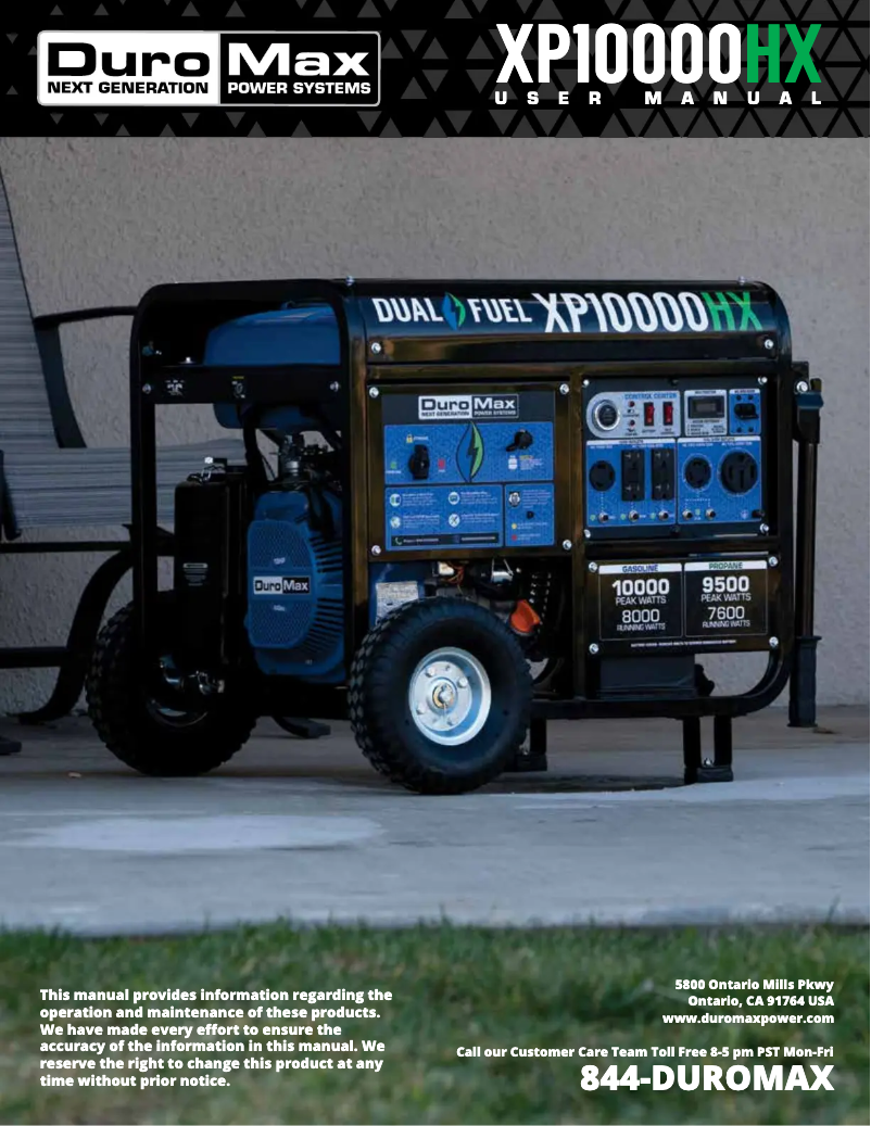 Page 1 de la notice Manuel utilisateur DuroMax XP10000HX