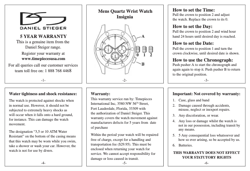 Page n°1 - Manuel utilisateur Daniel Steiger Insignia