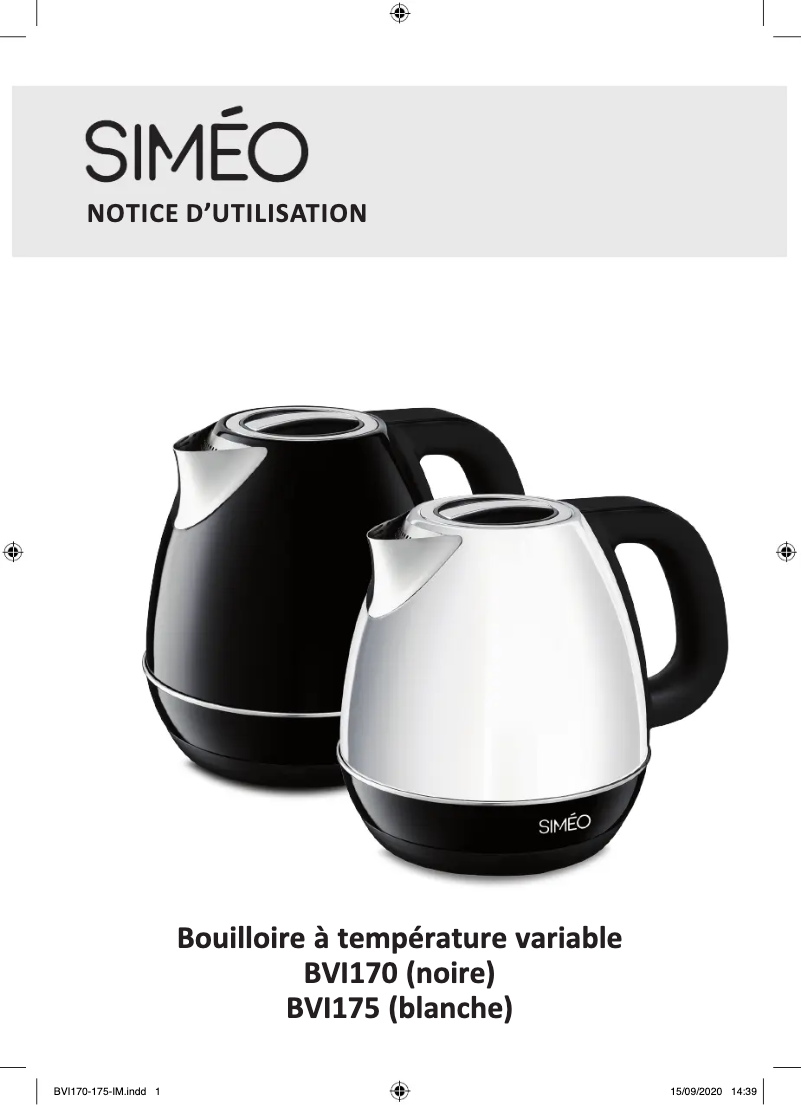 Page 1 de la notice Manuel utilisateur Siméo BVI170