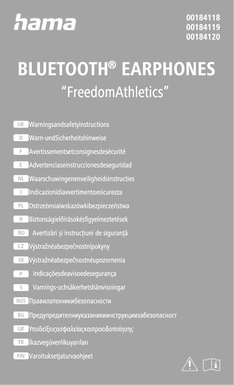 Página 1 del manual Instrucciones de seguridad Hama Freedom Athletics 00184119