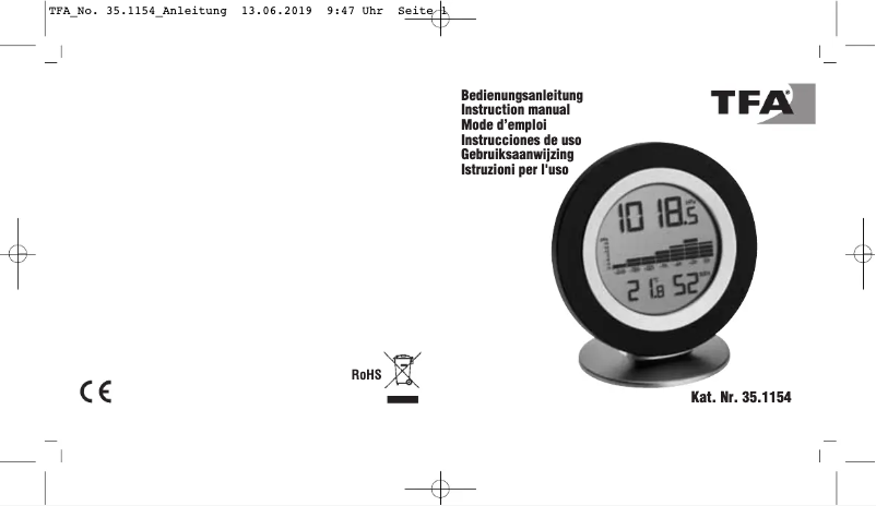 Page 1 de la notice Manuel utilisateur TFA Cosy Baro 35.1154.01