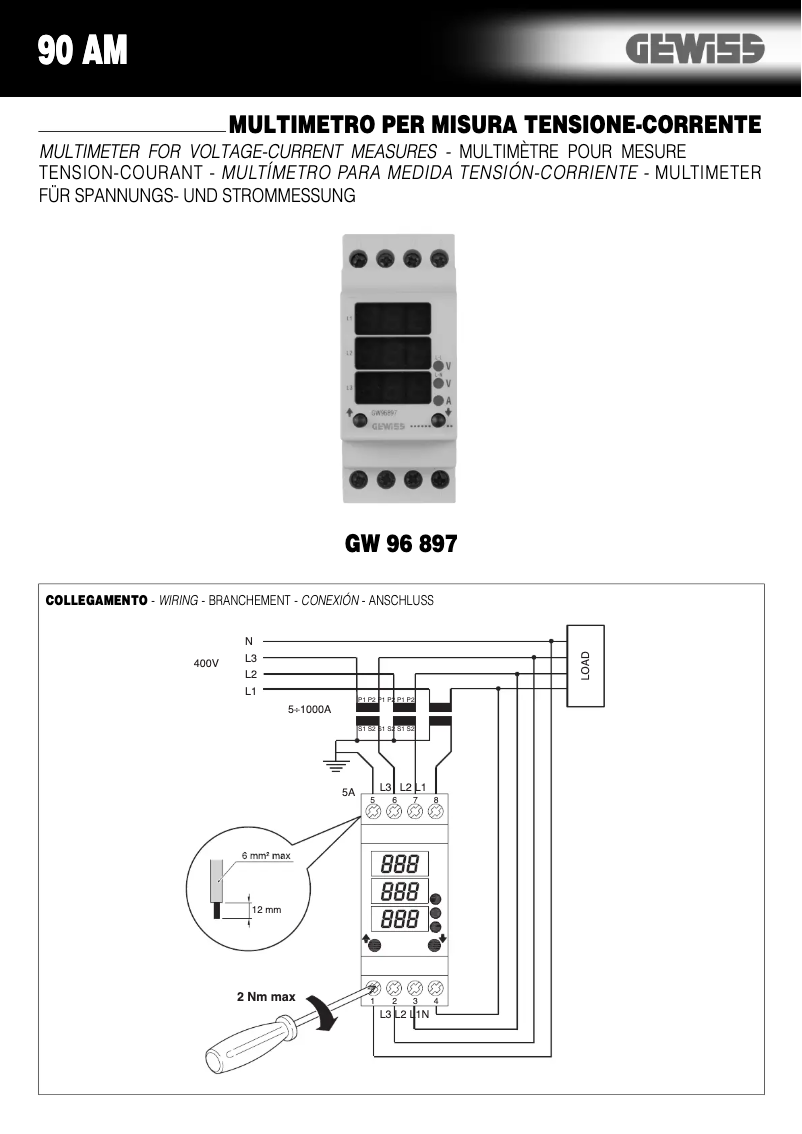 Page 1 de la notice Manuel utilisateur Gewiss GW96897