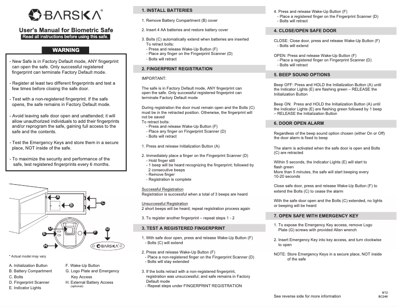 Page 1 de la notice Manuel utilisateur Barska AX11224