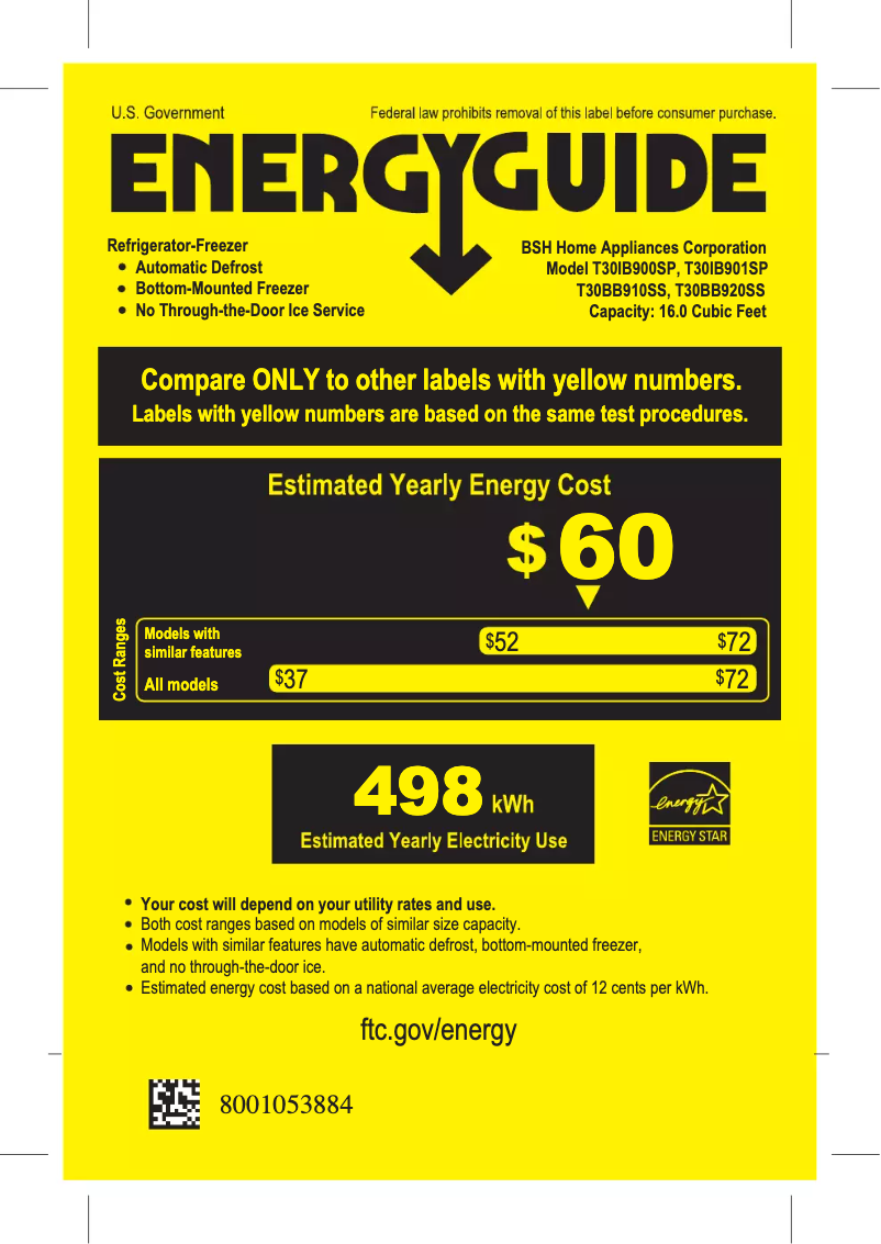 Página 1 del manual Etiqueta energética Thermador T30BB910SS