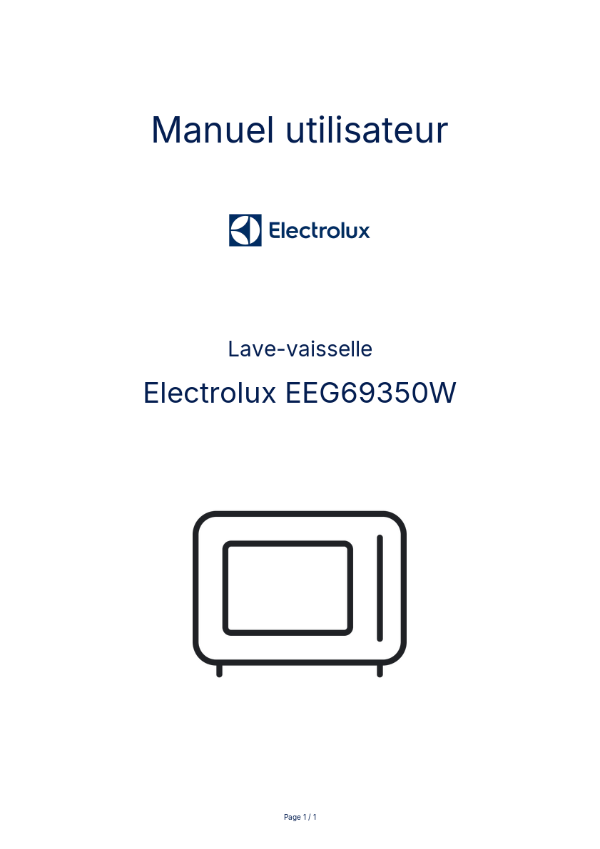 Page n°1 - Manuel utilisateur Electrolux EEG69350W