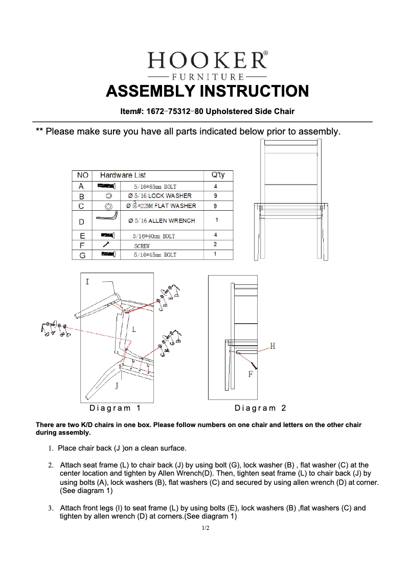 Page 1 de la notice Manuel utilisateur Hooker 1672-75312-80